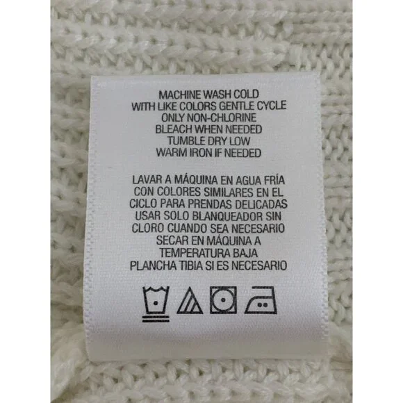 Olivia Warren Lace-Up Cream Knit Sweater With Oversized Eyelets & Ties Large - Picture 10 of 11